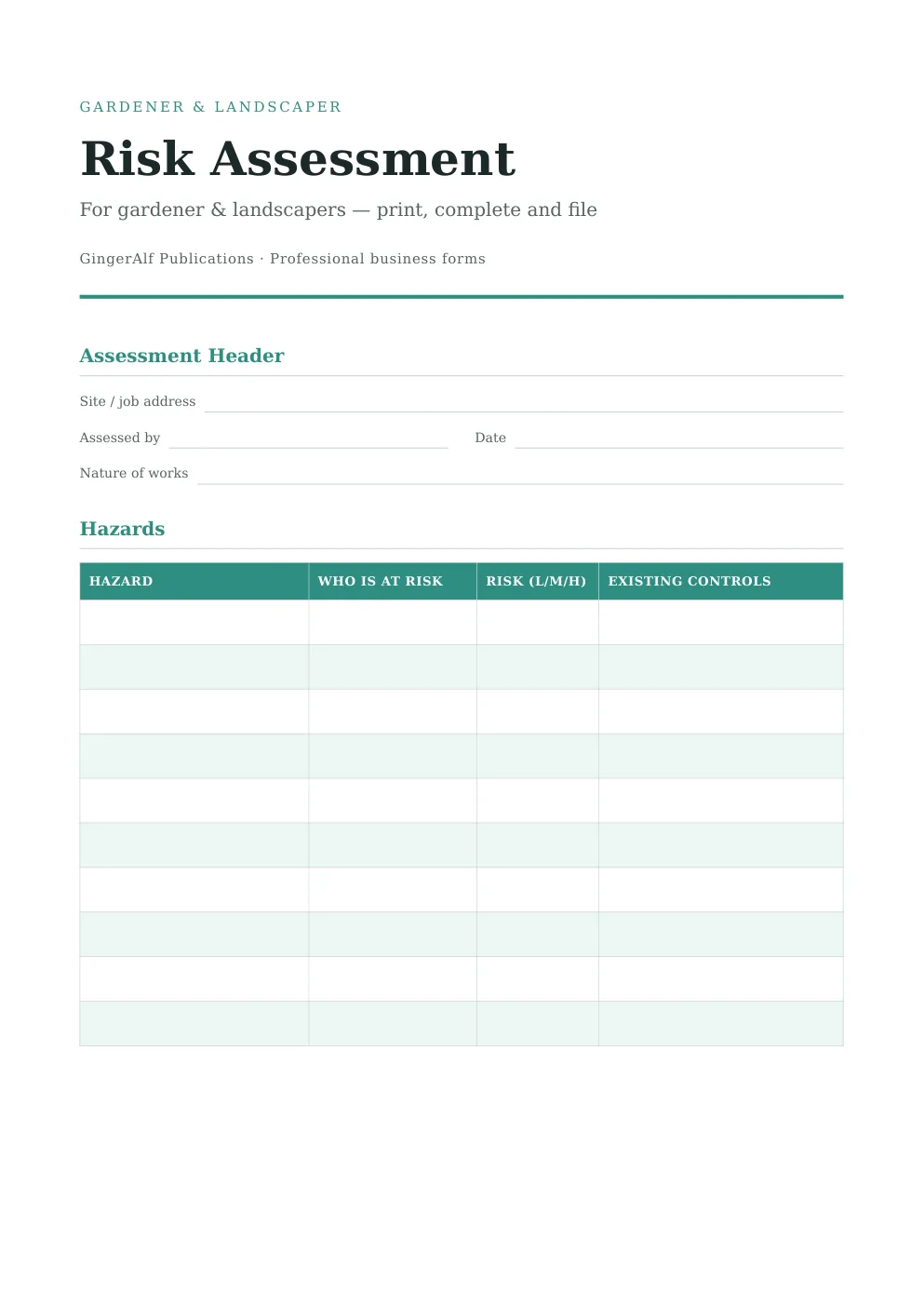 Self-Employed Gardener Complete Forms Bundle (UK) preview 4