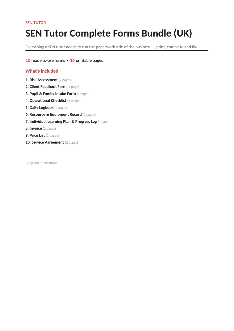 SEN Tutor Complete Forms Bundle (UK) preview