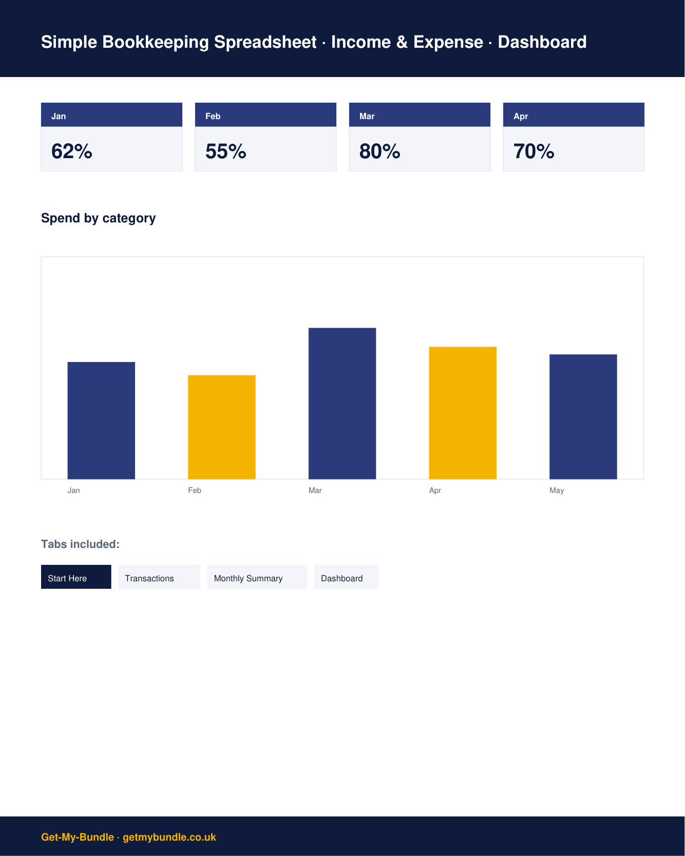 Simple Bookkeeping Spreadsheet — Income & Expense (UK) preview 2