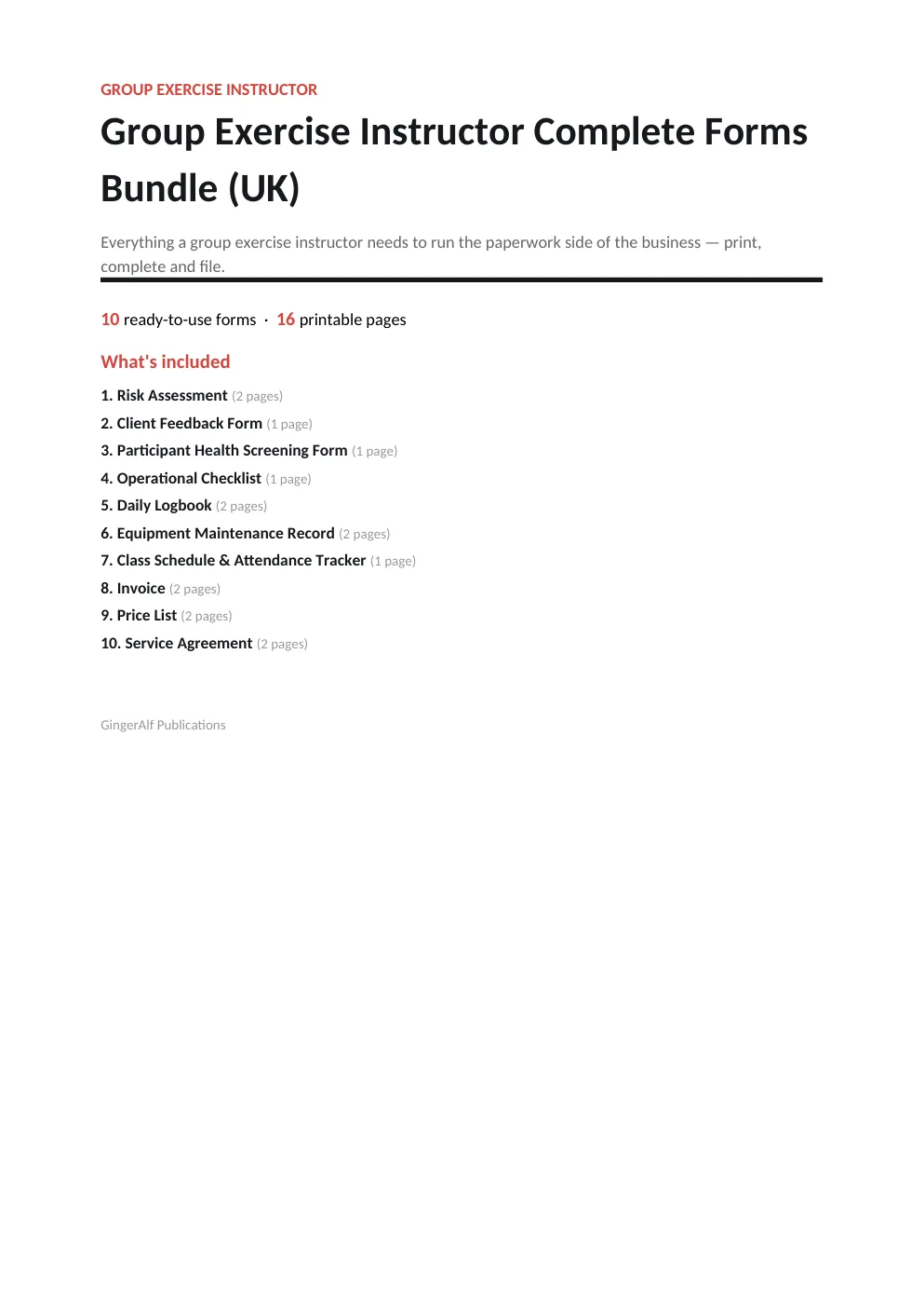 Group Exercise Instructor Complete Forms Bundle (UK) preview