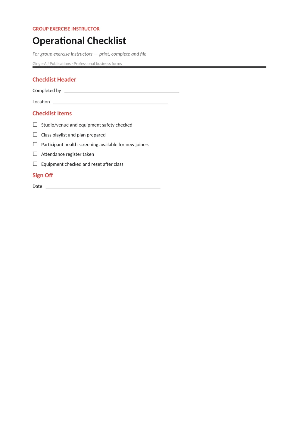 Group Exercise Instructor Complete Forms Bundle (UK) preview 5