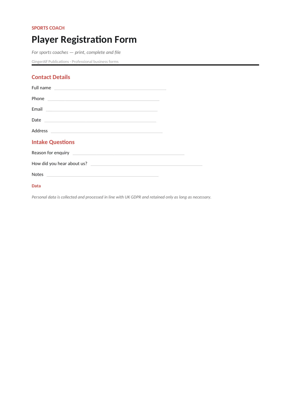 Sports Coach Complete Forms Bundle (UK) preview 4