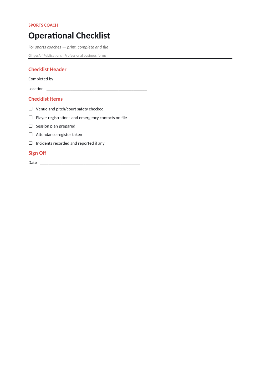 Sports Coach Complete Forms Bundle (UK) preview 5