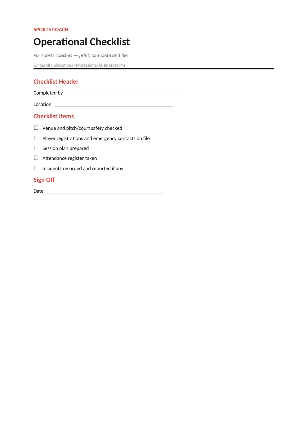 Sports Coach Complete Forms Bundle (UK) preview 5