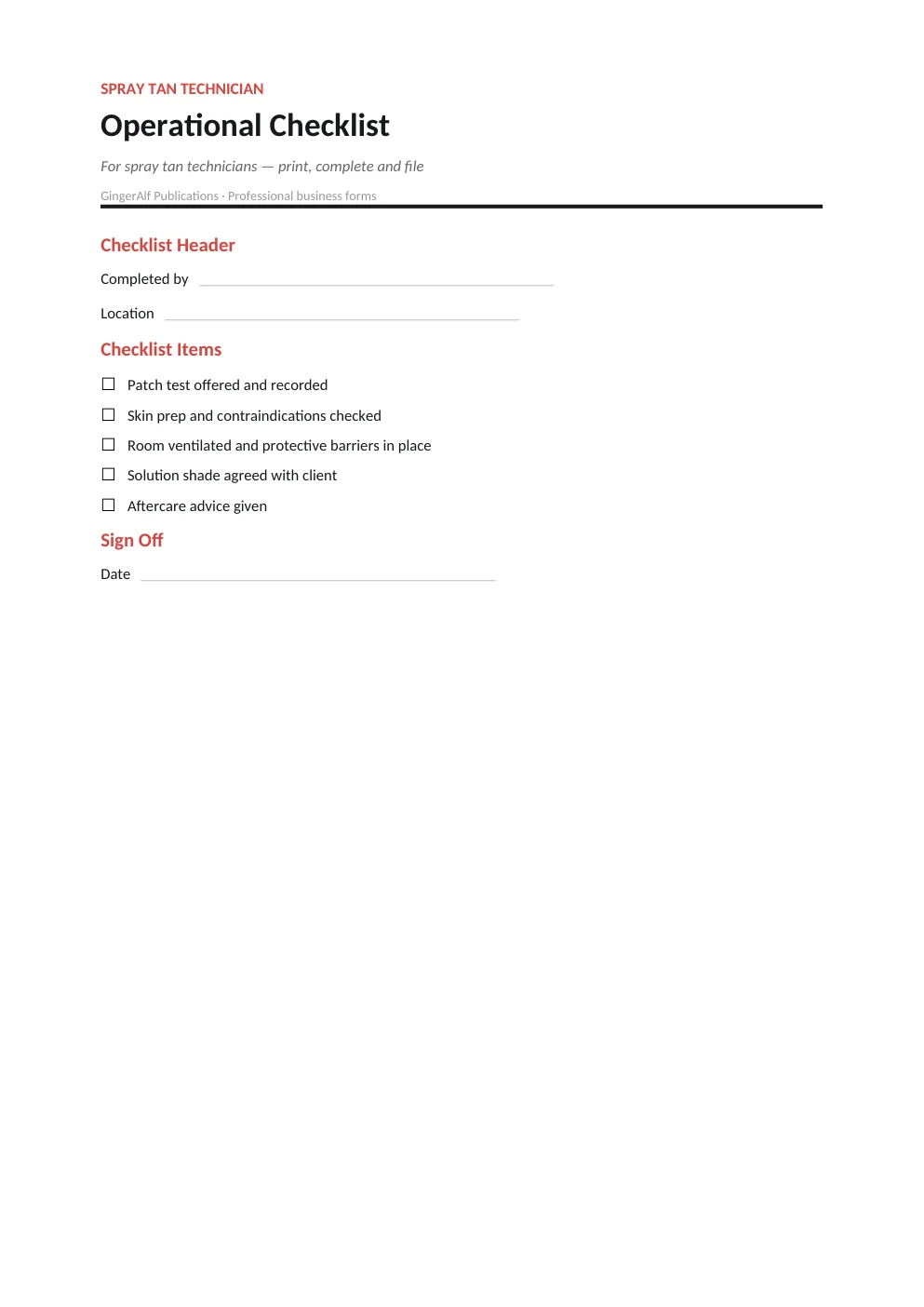 Spray Tan Technician Complete Forms Bundle (UK) preview 5