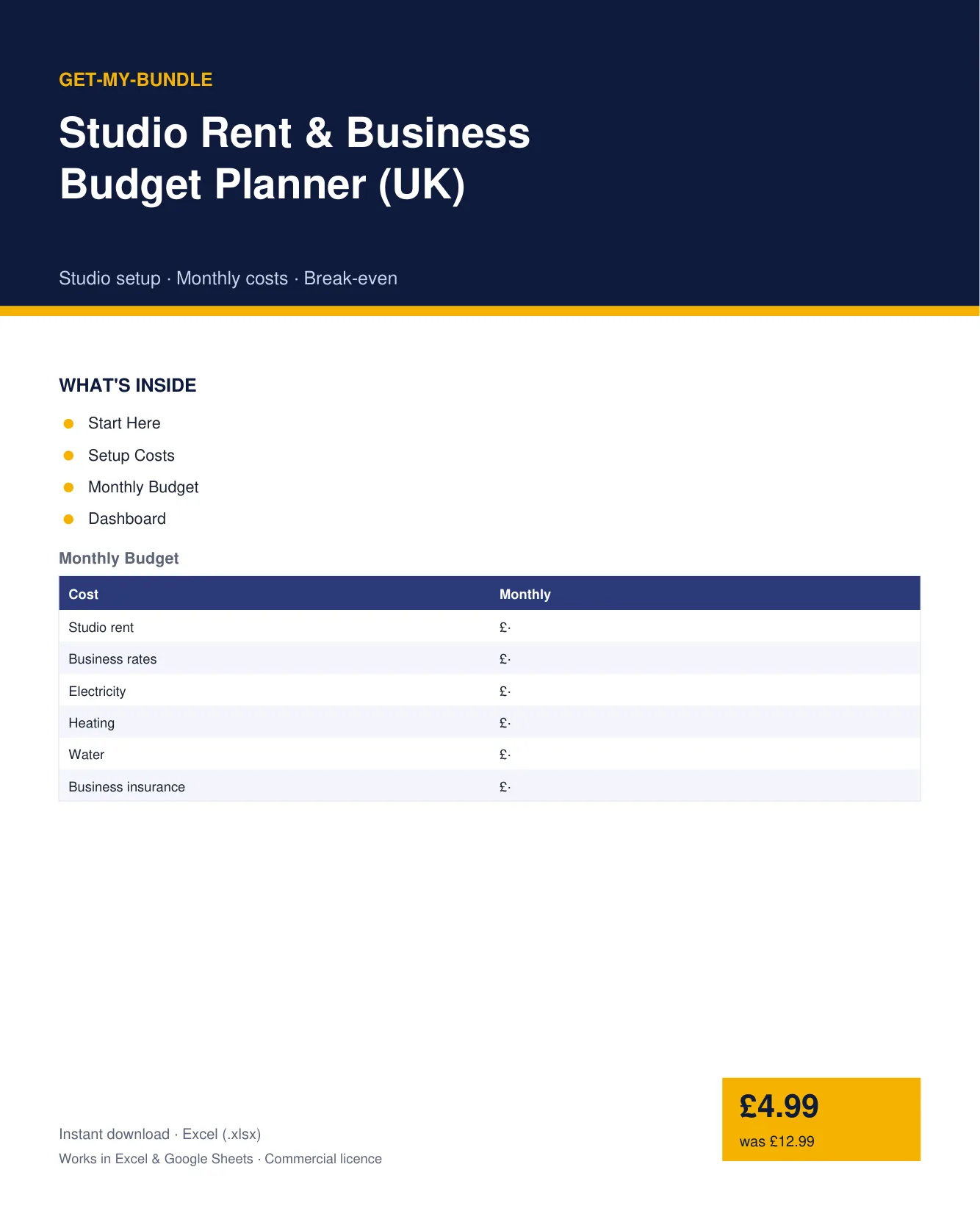 Studio Rent & Business Budget Planner (UK) preview
