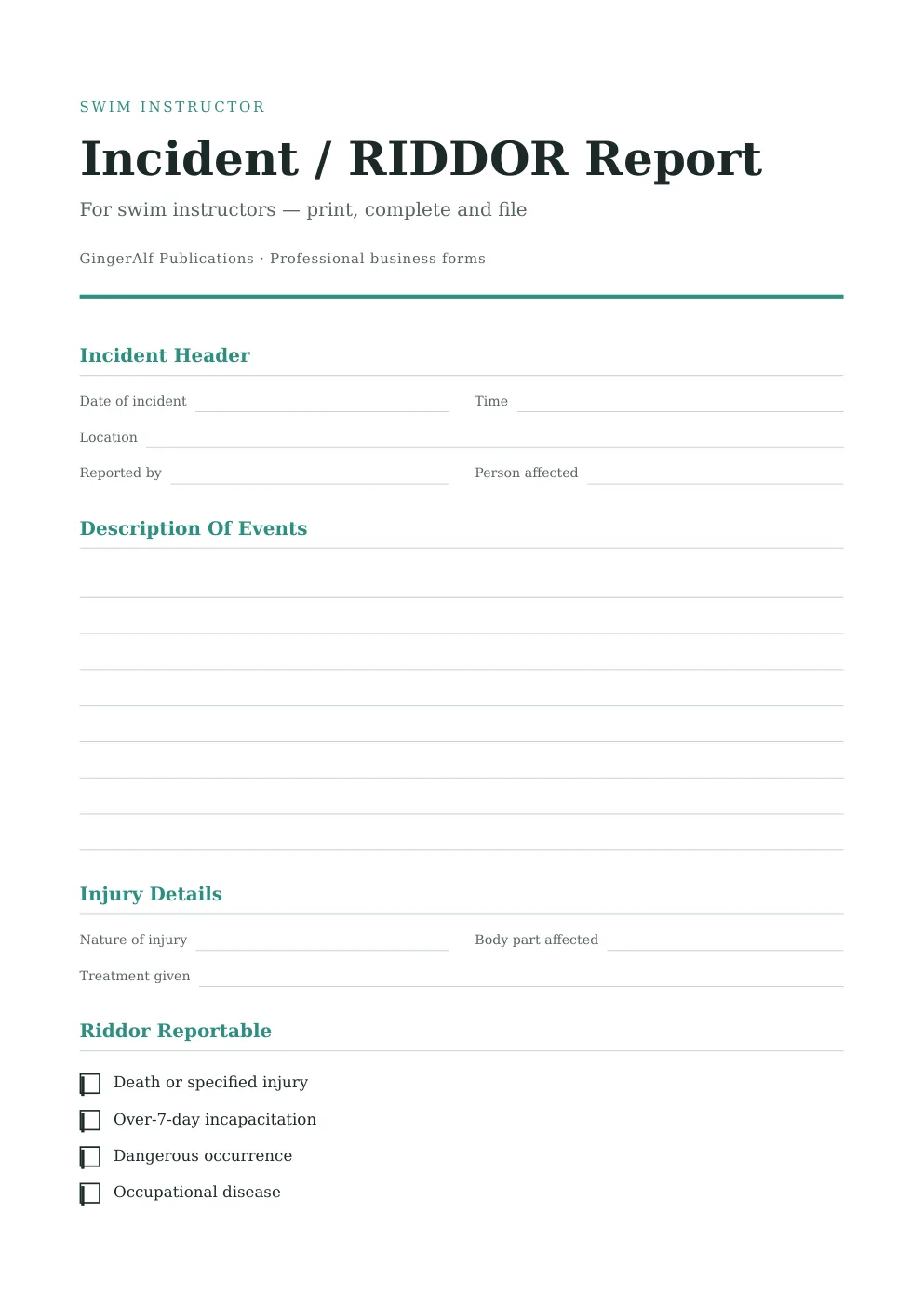 Swim Instructor Complete Forms Bundle (UK) preview 2