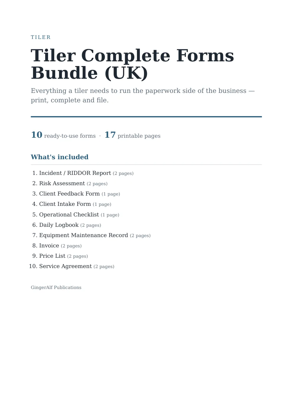 Tiler Complete Forms Bundle (UK) preview