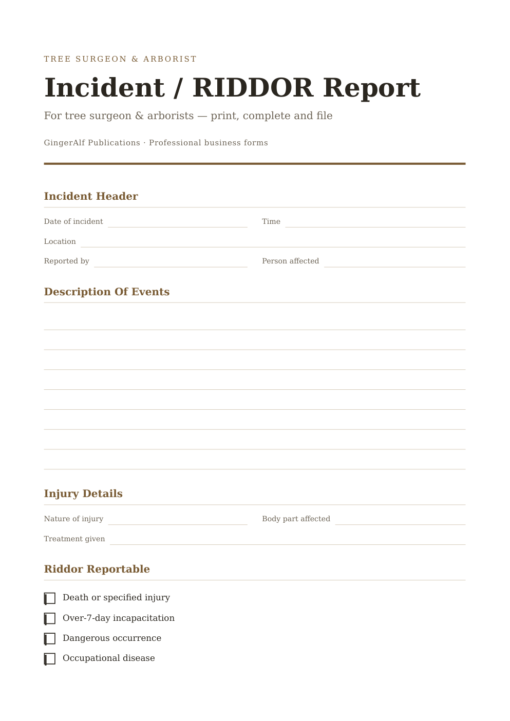 Tree Surgeon & Arborist Complete Forms Bundle (UK) preview 2