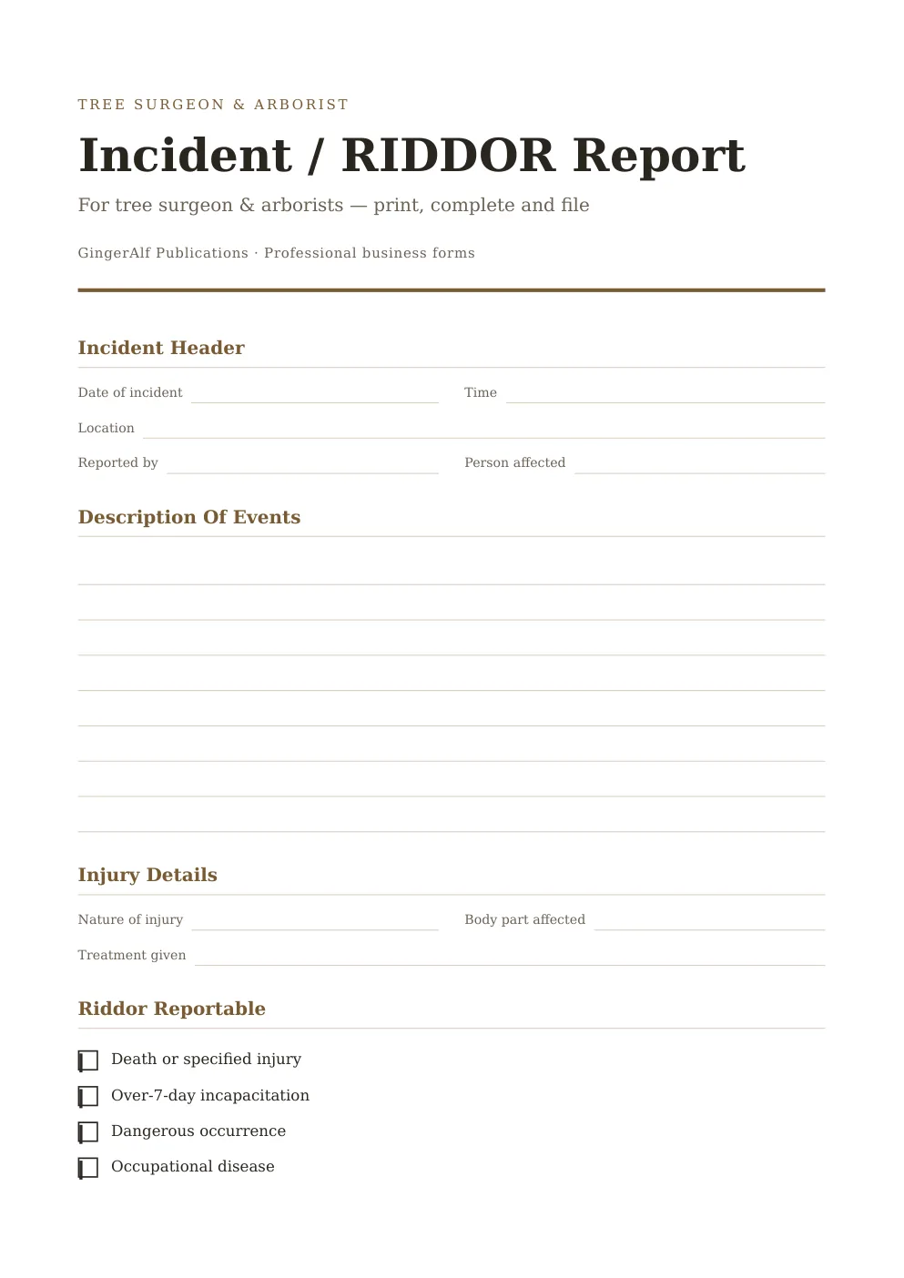 Tree Surgeon & Arborist Complete Forms Bundle (UK) preview 2