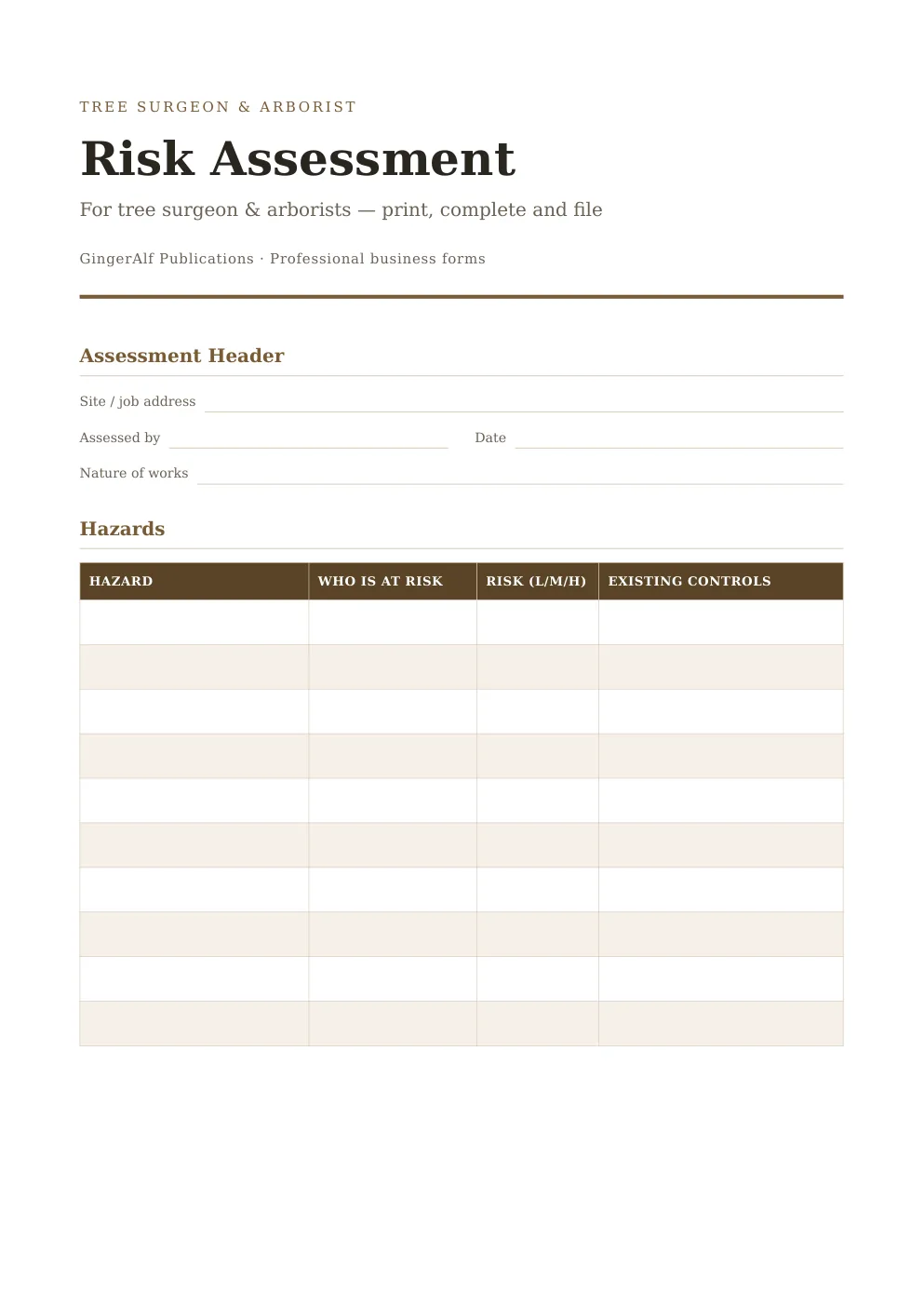 Tree Surgeon & Arborist Complete Forms Bundle (UK) preview 3