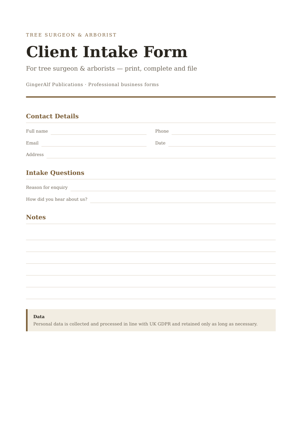 Tree Surgeon & Arborist Complete Forms Bundle (UK) preview 5