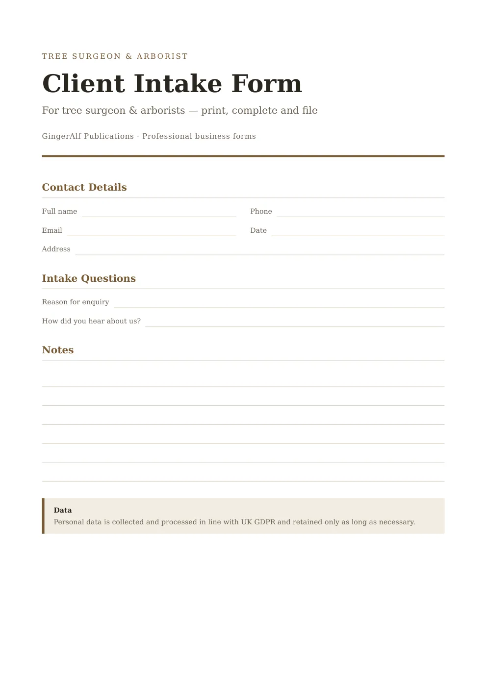 Tree Surgeon & Arborist Complete Forms Bundle (UK) preview 5