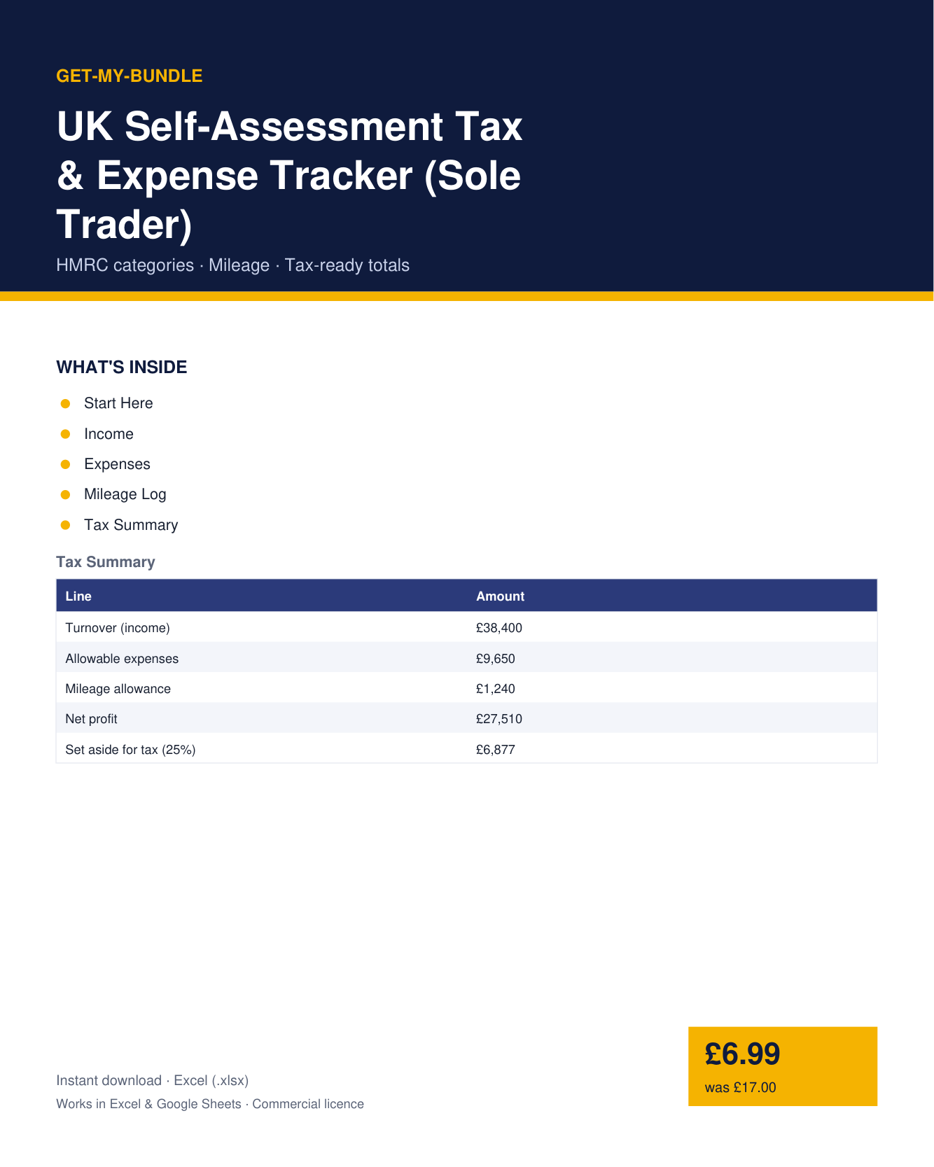 UK Self-Assessment Tax & Expense Tracker (Sole Trader) — preview
