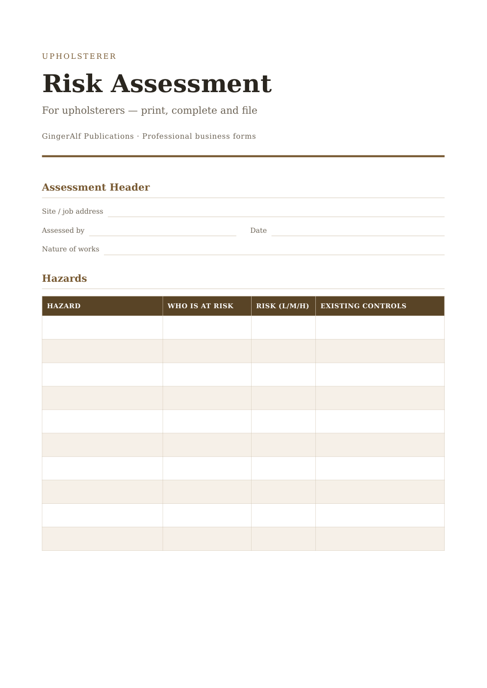 Upholsterer Complete Forms Bundle (UK) preview 2