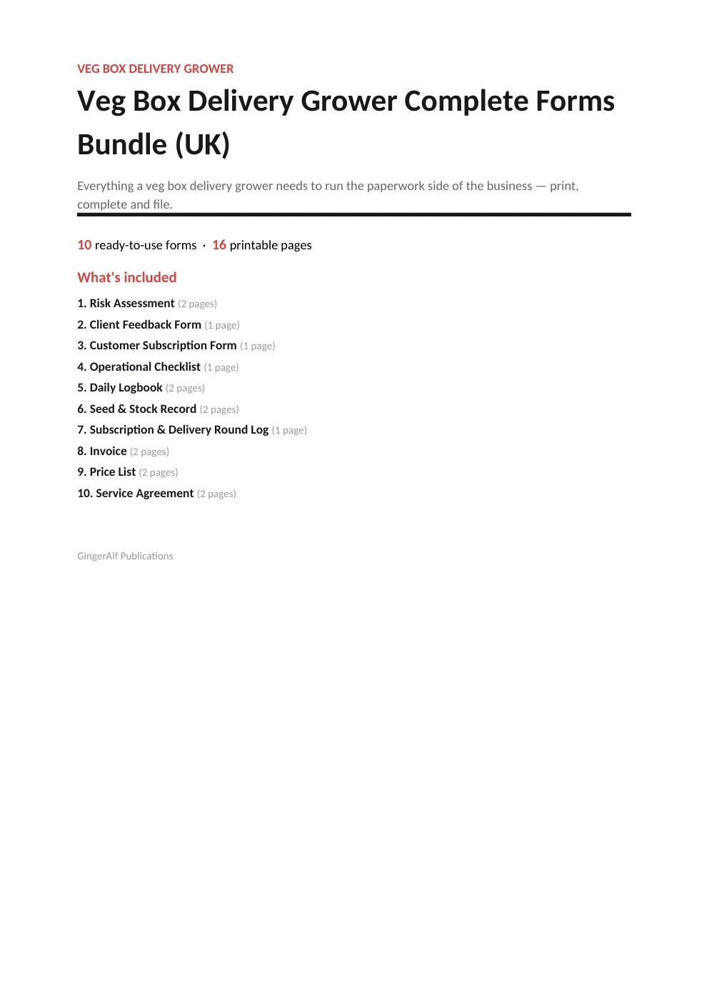 Veg Box Delivery Grower Complete Forms Bundle (UK) preview