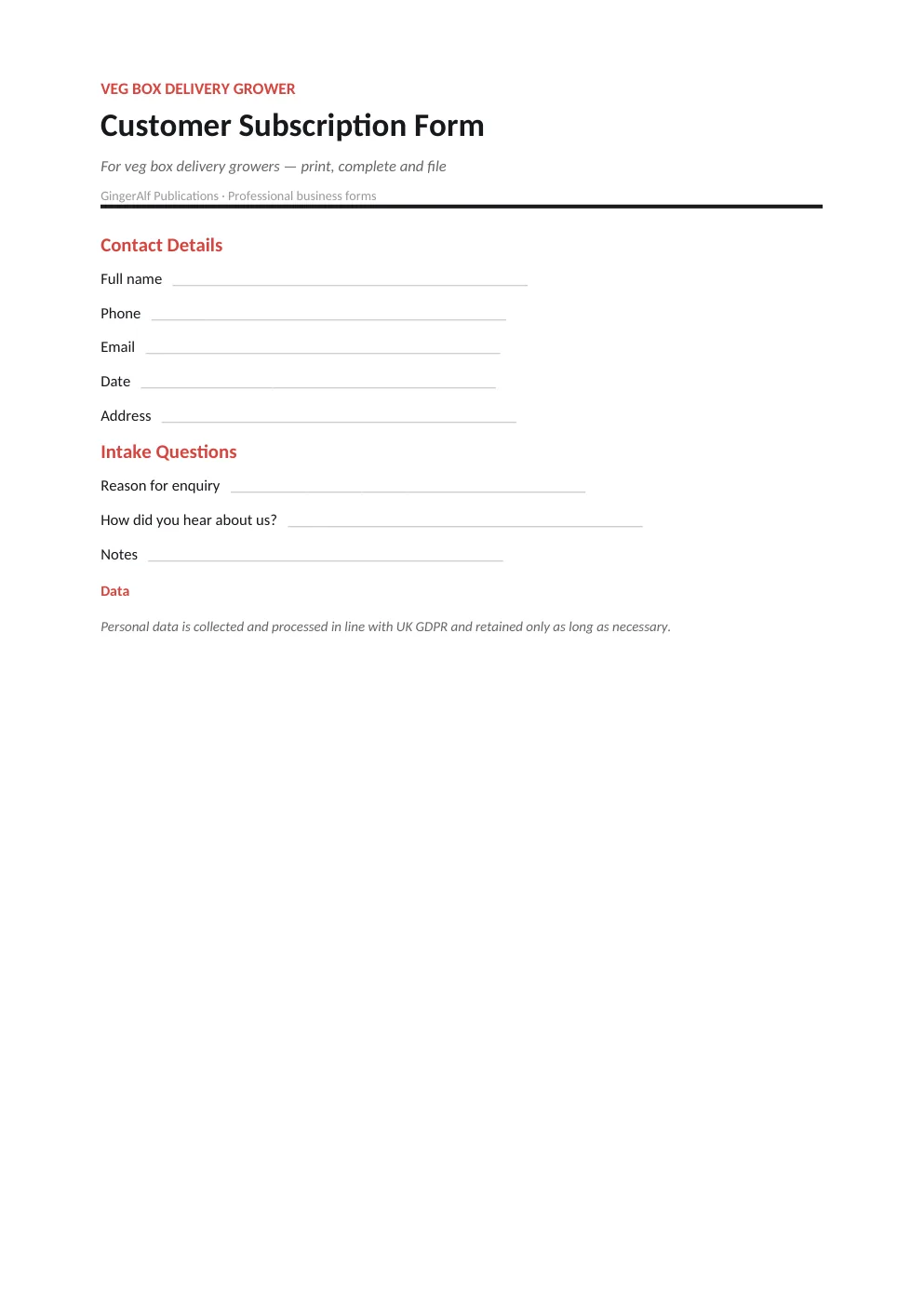 Veg Box Delivery Grower Complete Forms Bundle (UK) preview 4