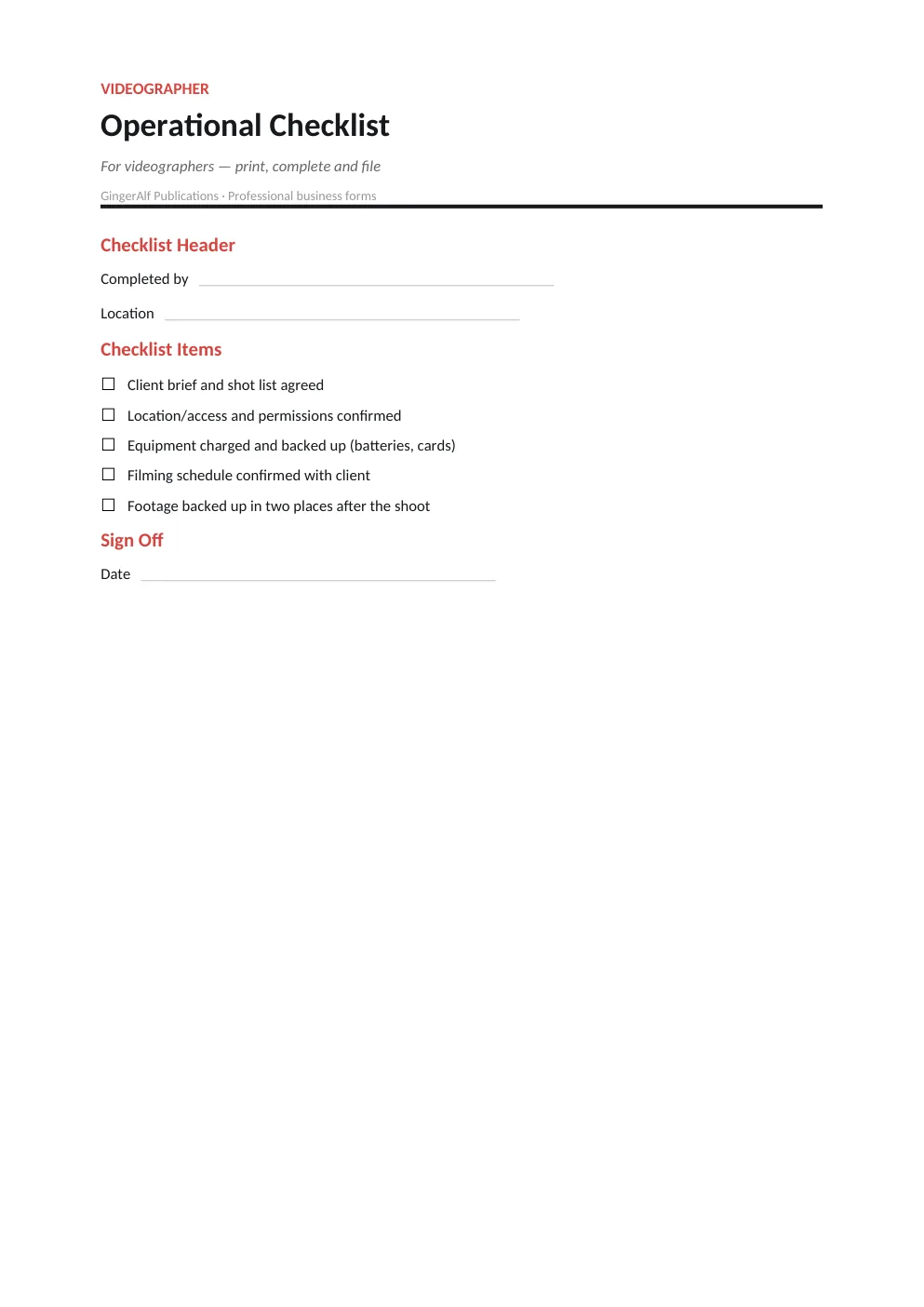 Videographer Complete Forms Bundle (UK) preview 5