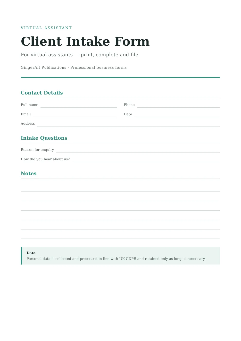 Virtual Assistant Complete Forms Bundle (UK) preview 3