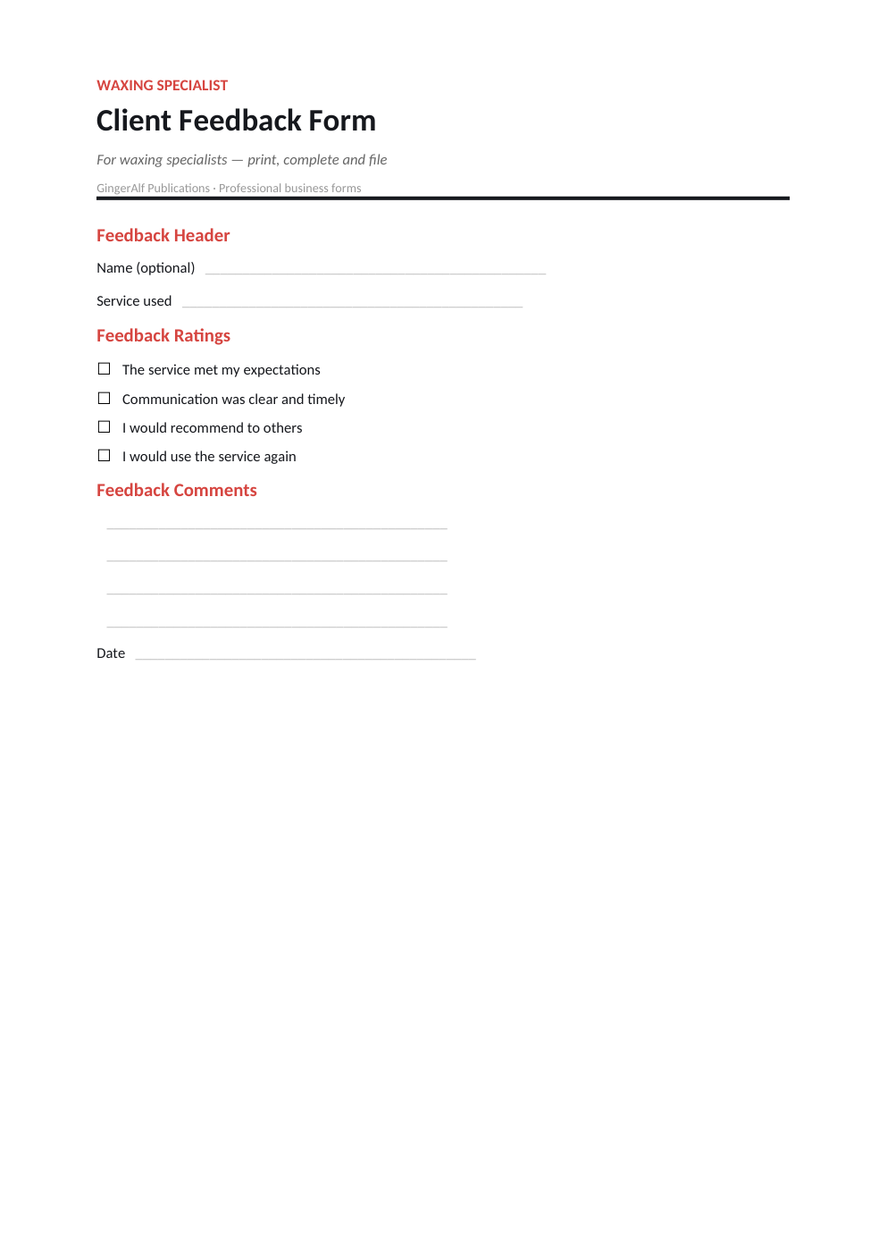 Waxing Specialist Complete Forms Bundle (UK) preview 3