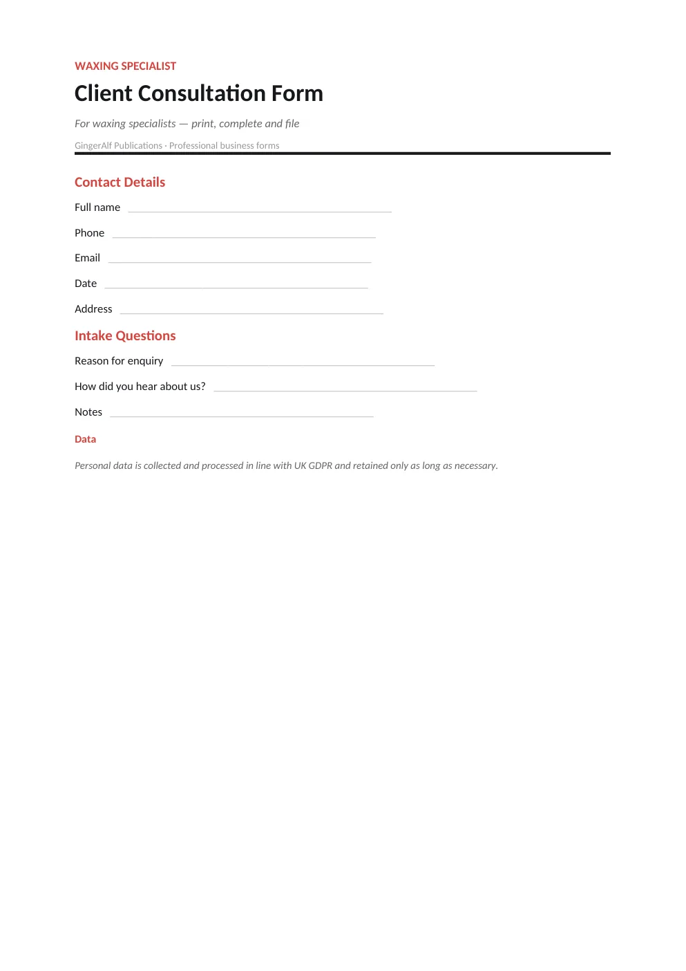 Waxing Specialist Complete Forms Bundle (UK) preview 4