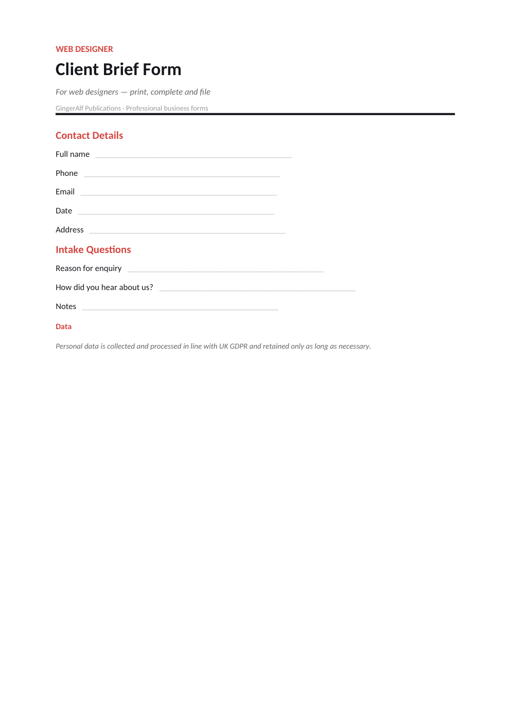 Web Designer Complete Forms Bundle (UK) preview 4