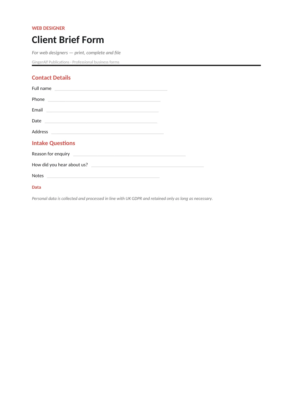 Web Designer Complete Forms Bundle (UK) preview 4