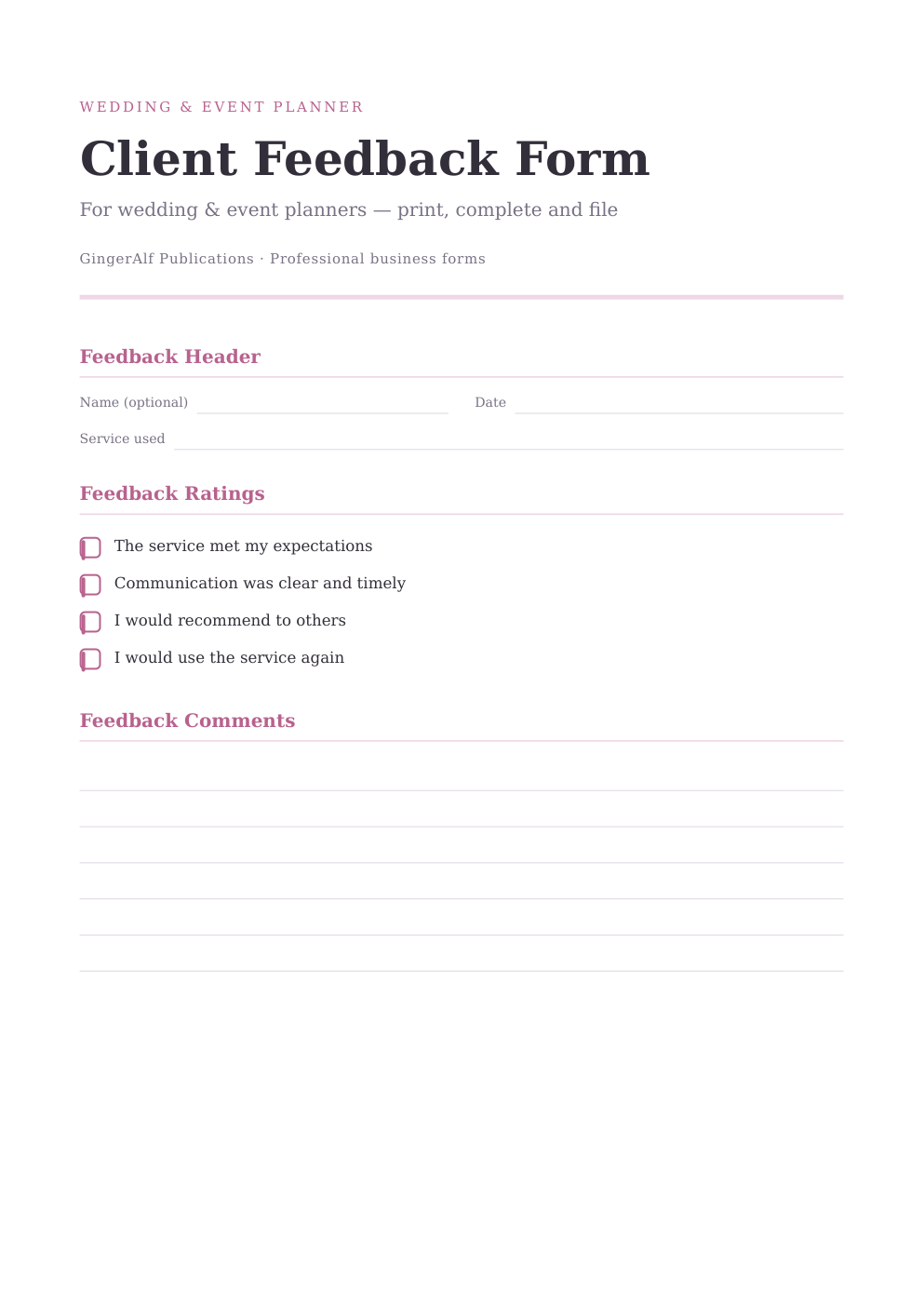 Wedding & Event Planner Complete Forms Bundle (UK) preview 2