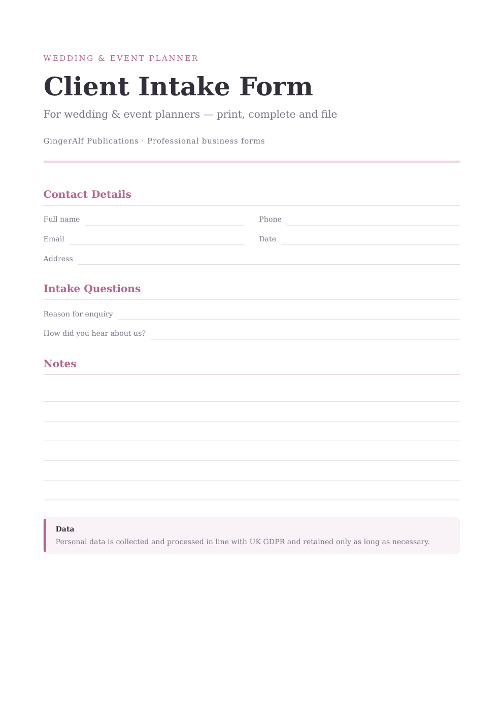 Wedding & Event Planner Complete Forms Bundle (UK) preview 3