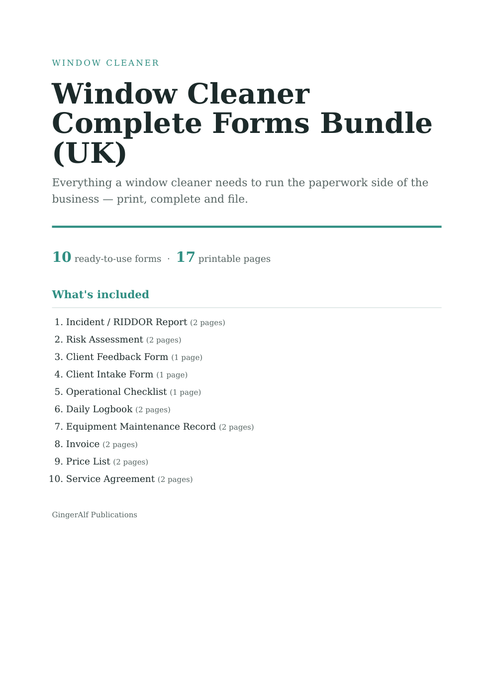 Window Cleaner Complete Forms Bundle (UK) — preview