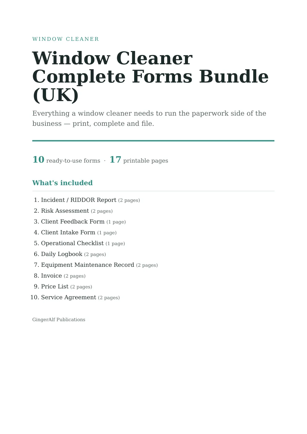 Window Cleaner Complete Forms Bundle (UK) preview
