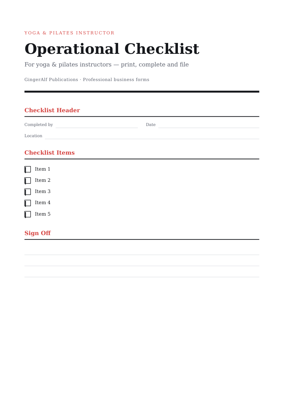 Yoga & Pilates Instructor Complete Forms Bundle (UK) preview 4
