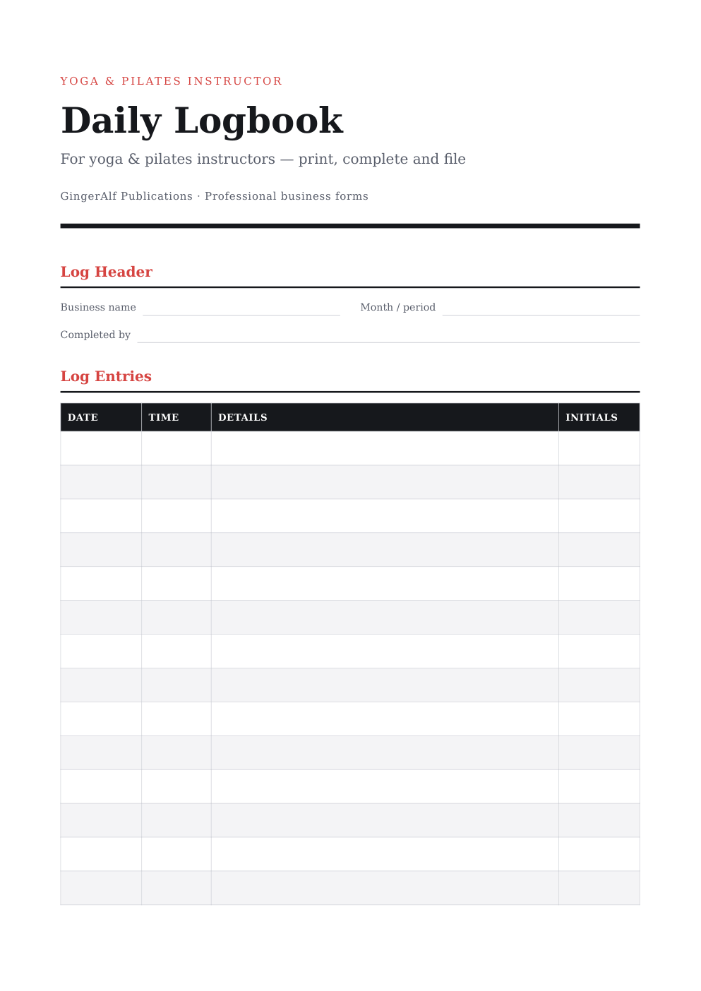 Yoga & Pilates Instructor Complete Forms Bundle (UK) preview 5