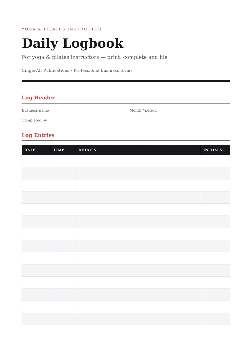 Yoga & Pilates Instructor Complete Forms Bundle (UK) preview 5